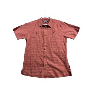 Patagonia Worn Wear Short Sleeve Plaid Shirt Men's Red Organic Cotton Hemp Blend